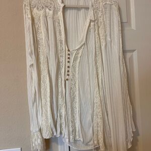 Free people  Cream Lace Button-Down Blouse